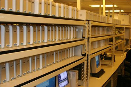 Rack of 150 Mac Minis used in the Microsoft Mac Testing Lab