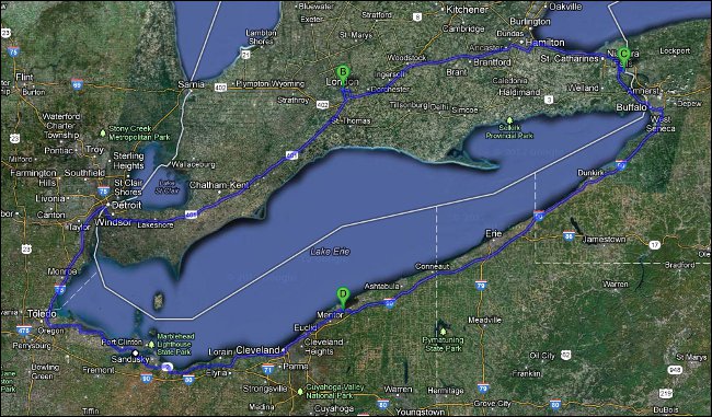 Lake Erie Loop 2013 map